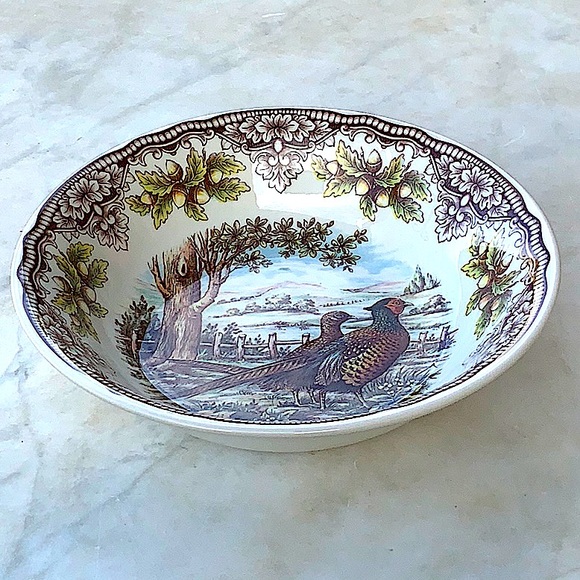 THE VICTORIAN ENGLISH POTTERY PHEASANT INDIVIDUAL PASTA BOWL - Picture 2 of 5